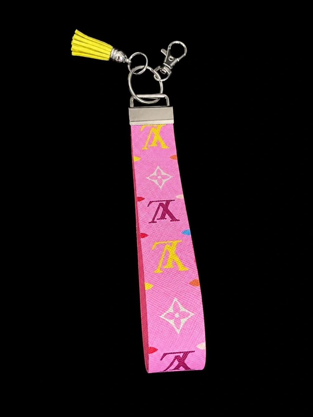 Pink LV Monogram Wristlet Keychain / Charm